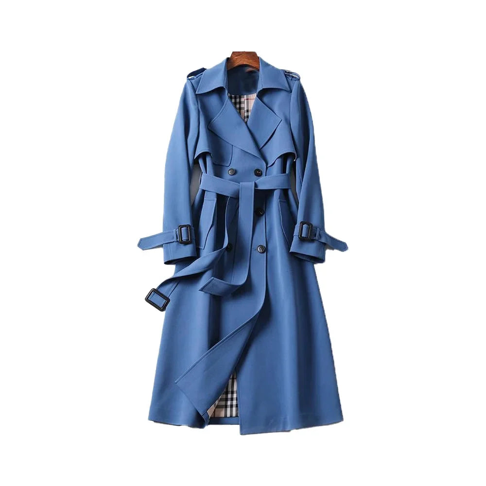 Klassischer Damen Trenchcoat mit Gürtel und Doppelkragen
