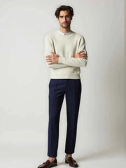 Klassischer Pullover Herren – Cremeweiß
