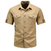 Klaus | Herren Hemd Taschen Klare Optik – Khaki