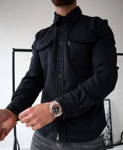 Konstantin | Herren Langarm Freizeithemd – Schwarz