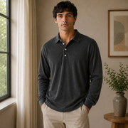 Konstantin | Herren Poloshirt Langarm Für Sommer – Schwarz