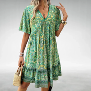 Kora | Damen Minikleid Modern Boho Sommer – Grün