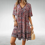 Kora | Damen Minikleid Modern Boho Sommer – Rot