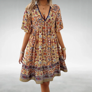 Kora | Damen Minikleid Modern Boho Sommer – Gelb