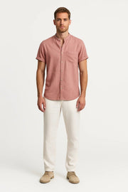 Kurzarm Hemd-Hosen Set Herren – Rosa