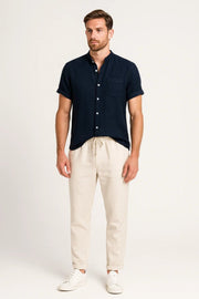 Kurzarm Hemd-Hosen Set Herren – Marineblau