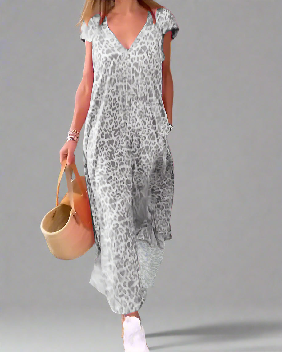 Zelda | Langes Kleid mit V-Ausschnitt