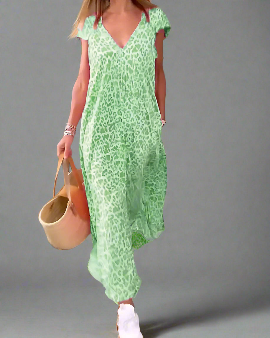 Zelda | Langes Kleid mit V-Ausschnitt