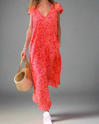 Zelda | Langes Kleid mit V-Ausschnitt