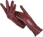 Lammfell Handschuhe Damen – Weinrot