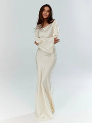 Langarm Maxikleid Elegant – Elfenbein