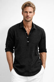 Langarm Poloshirt für Herren Klassisch – Schwarz