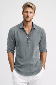 Langarm Poloshirt für Herren Klassisch – Grau