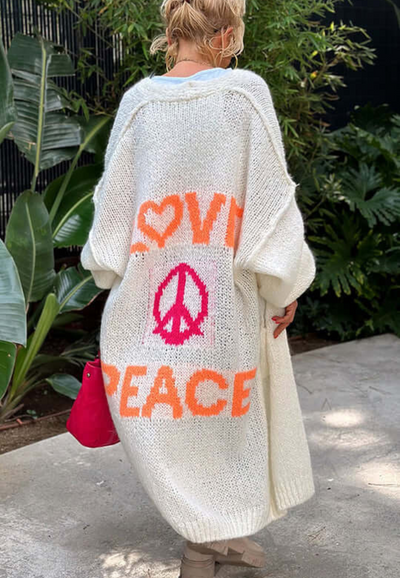 Akari | Damen Lange Strickjacke | Grobstrick