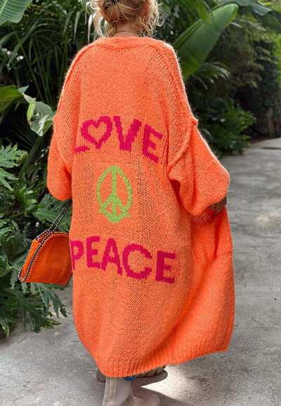 Akari | Damen Lange Strickjacke | Grobstrick