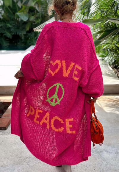 Akari | Damen Lange Strickjacke | Grobstrick