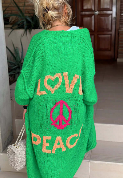 Akari | Damen Lange Strickjacke | Grobstrick