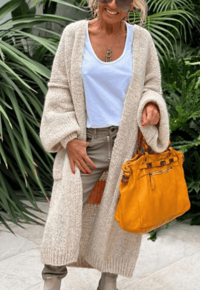 Akari | Damen Lange Strickjacke | Grobstrick