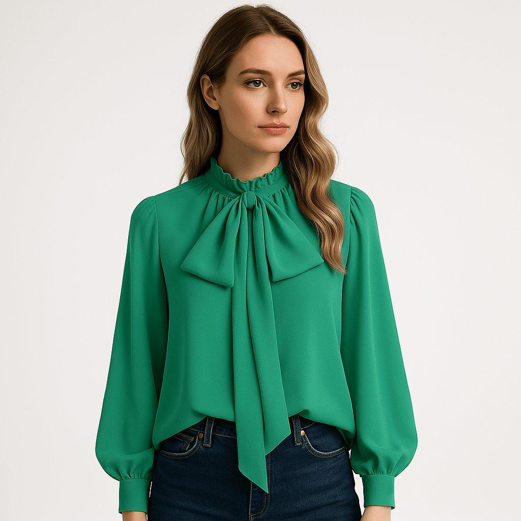 Bluse mit Schluppe | Rüschenkragen | Fließende Eleganz