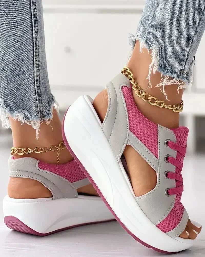 Sneaker-Sandalen mit Cut-Outs | Schnürung & Plateausohle | Sportlich-Luftiger Style