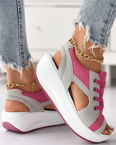 Sneaker-Sandalen mit Cut-Outs | Schnürung & Plateausohle | Sportlich-Luftiger Style