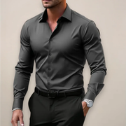 Leif | Herren Komfort Hemd Slim Fit – Dunkelgrau