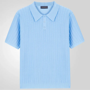 Leopold | Herren Poloshirt Strickoptik Für Sommer – Himmelblau
