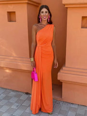 Sommerfeld | Maxikleid in eleganter Häkeloptik – Orange