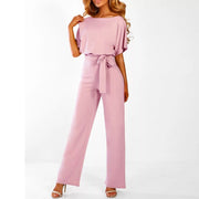 Asteryn - Eleganter Jumpsuit mit Taillenknoten – Rosa