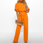 Asteryn - Eleganter Jumpsuit mit Taillenknoten – Gelb