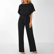 Asteryn - Eleganter Jumpsuit mit Taillenknoten – Schwarz