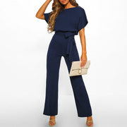 Asteryn - Eleganter Jumpsuit mit Taillenknoten – Dunkelblau