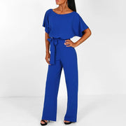 Asteryn - Eleganter Jumpsuit mit Taillenknoten – Blau