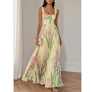 Liese | Damen Fließendes Sommerkleid Maxi Boho – Gelb