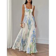 Liese | Damen Fließendes Sommerkleid Maxi Boho – Hellblau