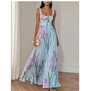 Liese | Damen Fließendes Sommerkleid Maxi Boho – Blau