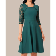 Lina | Damen Cocktail Abendkleid Mini – Dunkelgrün