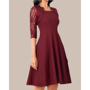 Lina | Damen Cocktail Abendkleid Mini – Burgund