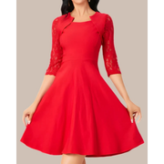 Lina | Damen Cocktail Abendkleid Mini – Rot