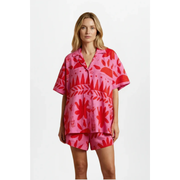 Lotta | Damen Zweiteiler Mit Shorts Kurzarm Für Strand – Rosa