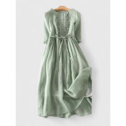 Louise | Damen Midikleid Baumwolle Sommer Elegant – Grün