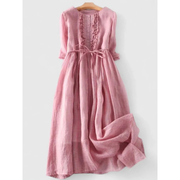 Louise | Damen Midikleid Baumwolle Sommer Elegant – Rosa