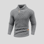 Lukas | Herren Rollkragen Strickpullover mit Zopfmuster – Grau
