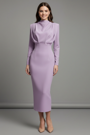 Lysithea | Damen Rollkragen Langarm Maxikleid – Lila