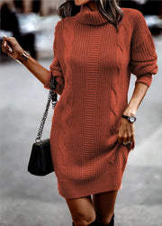 Paula | Damen Kleid grob gestrickt lässig & modern – Orange
