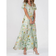 Maila | Damen Grünes Sommer Maxikleid Floral – Grün