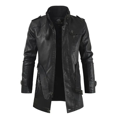 Paulin® | Elegante lange Motorradlederjacke