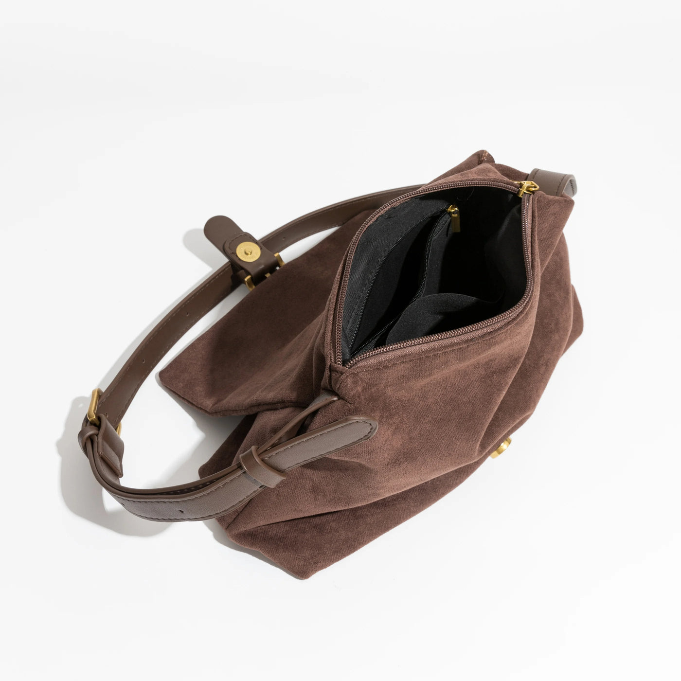 Handtasche | Wildlederoptik | Schnallendetail