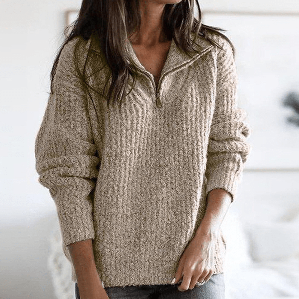 Ramona – damen-strickpullover mit halbem reibverschluss