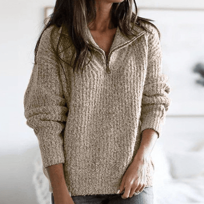 Ramona – damen-strickpullover mit halbem reibverschluss